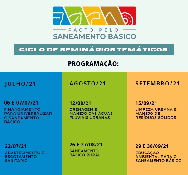 PACTO PELO SANEAMENTO BÁSICO REALIZARÁ CICLO TEMÁTICOS DE AGOSTO A SETEMBRO DE 2021